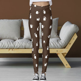 Dunkelbraun Weiße Tiere Haustiere Kätzchen Katzen Leggings