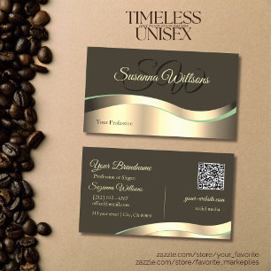 Dunkelbraune Dunkelbraune Wavy Gold Dekorinitials  Visitenkarte