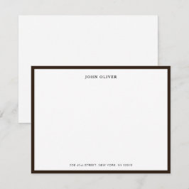 Dunkelbraune Grenze Formale flache Note Card Dankeskarte