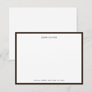 Dunkelbraune Grenze Formale flache Note Card Dankeskarte
