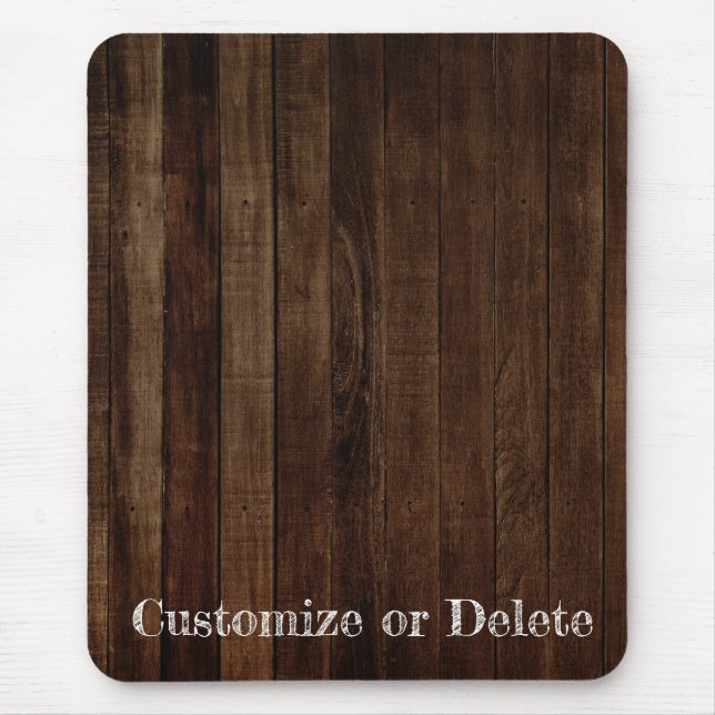 Dunkelbraune Holzplanen mit Personalisiertem Text Mousepad (Vorne)