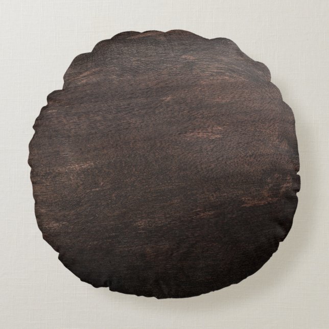 Dunkelbraune Holzrundkissen Rundes Kissen (Vorderseite)