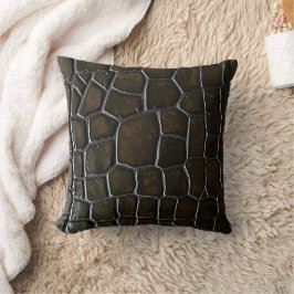 Dunkelbraune Krokodil-Alligator-Haut-Leder-Textur Kissen