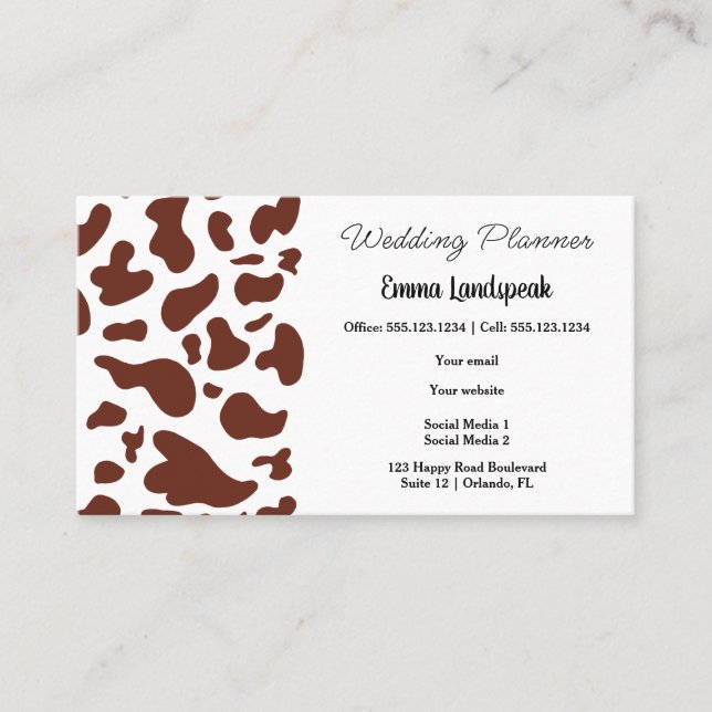 Dunkelbraune Kuhstriche, QR-Code Visitenkarte (Vorderseite)