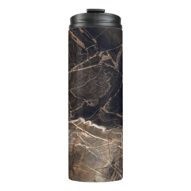 Dunkelbraune Marmorvene Thermosbecher (Vorderseite)