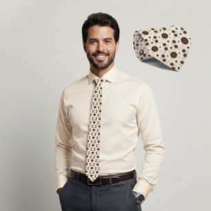 Dunkelbraune Mikro-Blumen-Beige-Krawatte Krawatte