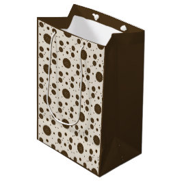 Dunkelbraune Mikro-Blumen beige Mittlere Geschenktüte