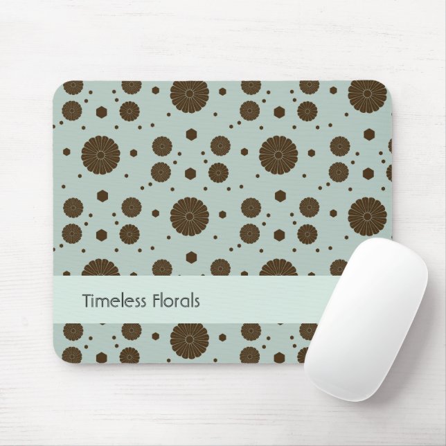 Dunkelbraune Mikro-Blumen in Salbeigrün Mousepad (Mit Mouse)