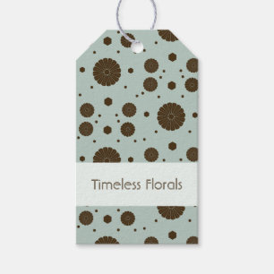 Dunkelbraune Mikro Florale Salbeigrün Geschenkanhänger