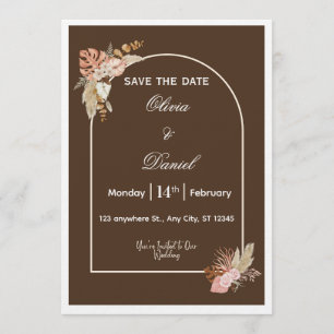 Dunkelbraune minimalistische Boho-Hochzeitseinladu Einladung