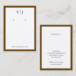 Dunkelbraune Monogramm-Schmuck-Ohrhänger-Displayka Visitenkarte