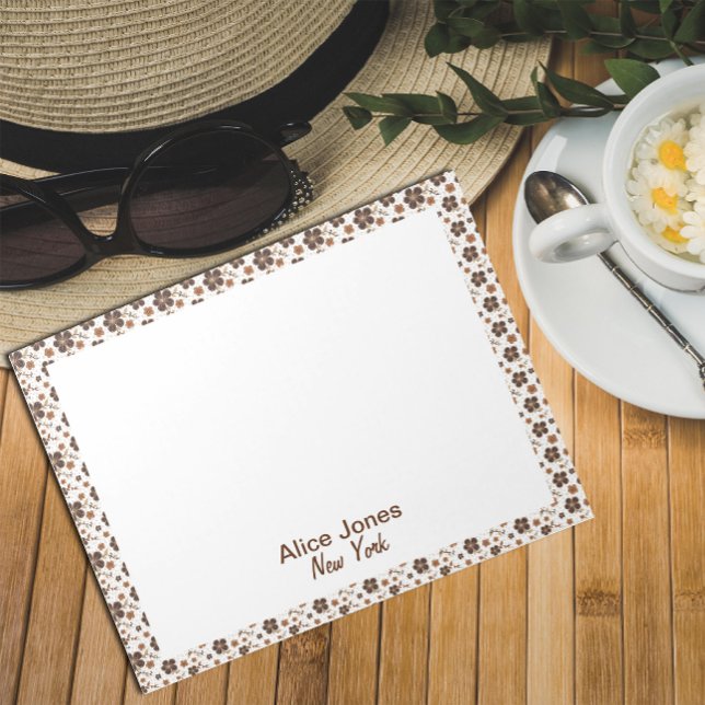 Dunkelbraune Muster braune natürliche Blume Notizblock (Von Creator hochgeladen)