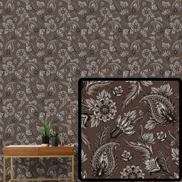 Dunkelbraune Schokolade Floral Paisley Elegant Tapete