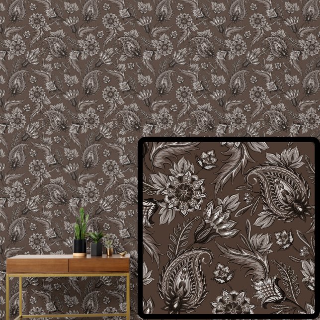 Dunkelbraune Schokolade Floral Paisley Elegant Tapete (Von Creator hochgeladen)