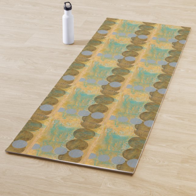 Dunkelbraune und graue Kreise mit Zahlen Yogamatte (Beispiel)