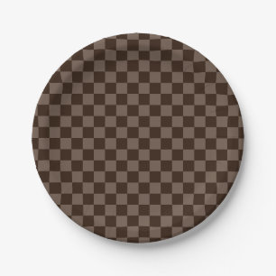 Dunkelbraune und ruhige Checkerboard Pappteller