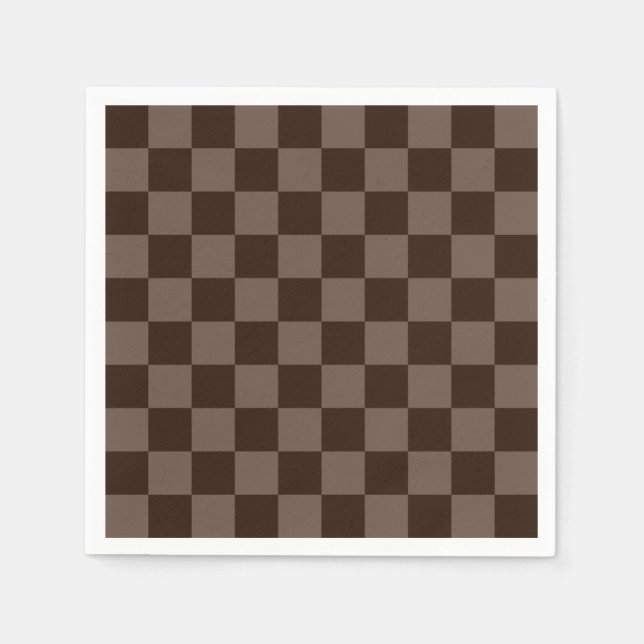 Dunkelbraune und ruhige Checkerboard Serviette (Vorderseite)