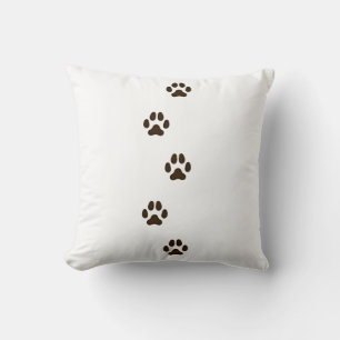 Dunkelbrauner Hundspfeil Prints Canine Tracks weiß Kissen