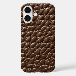 Dunkelbrauner Ledereffekt-Muster iPhone 16 Hülle
