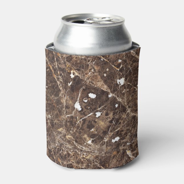 Dunkelbrauner Marmorstein mit weißem Hintergrund Dosenkühler (Kanne Vorderseite)