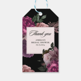 Dunkelbraunes, blumenschwarzes Brautparty Geschenkanhänger