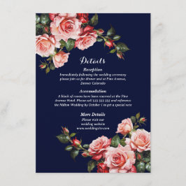 Dunkelbraunes Rosa und marineblaue rote Rosen Begleitkarte
