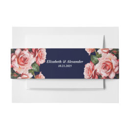Dunkelbraunes Rosa und marineblaue rote Rosen Einladungsbanderole