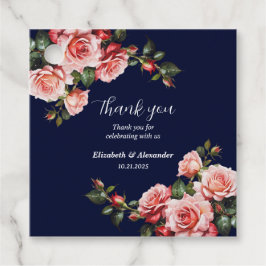 Dunkelbraunes Rosa und marineblaue rote Rosen Geschenkanhänger