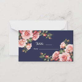 Dunkelbraunes Rosa und marineblaue rote Rosen Platzkarte