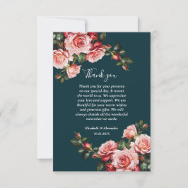 Dunkelbraunes Rosa und rote Rosen aquamarine Hochz Dankeskarte