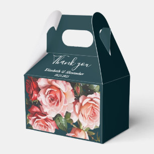 Dunkelbraunes Rosa und rote Rosen aquamarine Hochz Geschenkschachtel