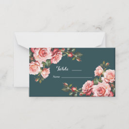 Dunkelbraunes Rosa und rote Rosen aquamarine Hochz Platzkarte