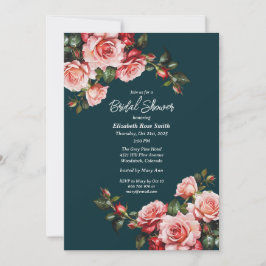 Dunkelbraunes Rosa und rote Rosen aquamarines Brau Einladung