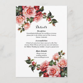 Dunkelbraunes Rosa und rote Rosen Hochzeit Begleitkarte