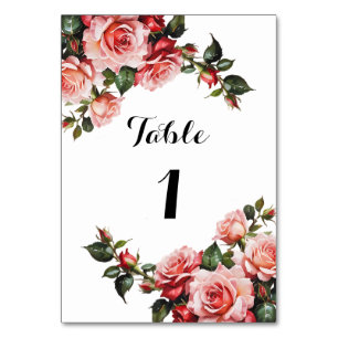 Dunkelbraunes Rosa und rote Rosen Hochzeit Tischnummer