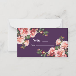 Dunkelbraunes Rosa und rote Rosen lila Hochzeit Platzkarte
