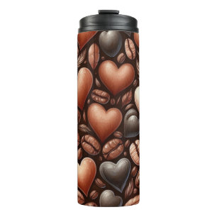 DUNKELBROWN KAFFEE-BÄNDE IN HERZFORM THERMOSBECHER