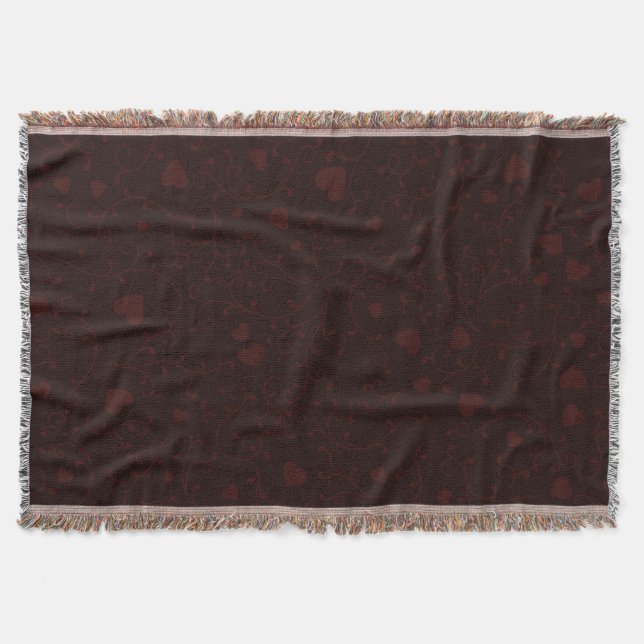 Dunkelburgunderrotes romantisches Herz Muster Decke (Vorderseite)