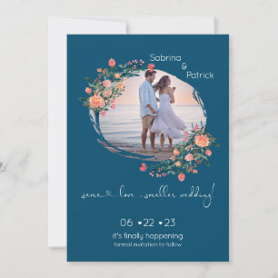 Dunkelcyan Bilderrahmen floral  Save The Date
