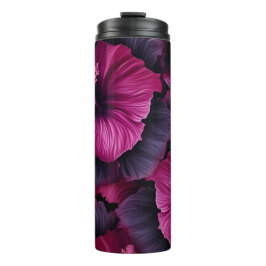 DUNKELFUCHSIA UND SCHWARZE TROPISCHE HIBISKUS BLUM THERMOSBECHER