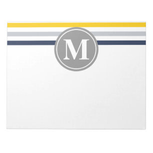 Dunkelgelb-Streifen-Monogramm Notizblock