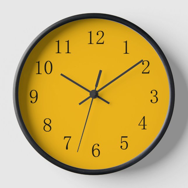 Dunkelgelbe Küchenmauer Uhr (Vorderseite)