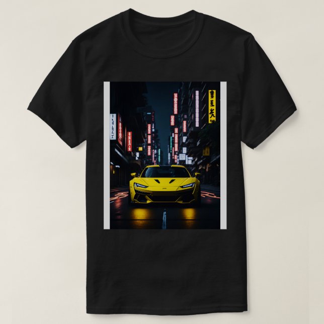 Dunkelgelbe Sportarten in der japanischen Neonenst T-Shirt (Design vorne)