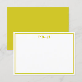 Dunkelgelbe und weiße Mit Monogramm Flachnotizkart Einladung
