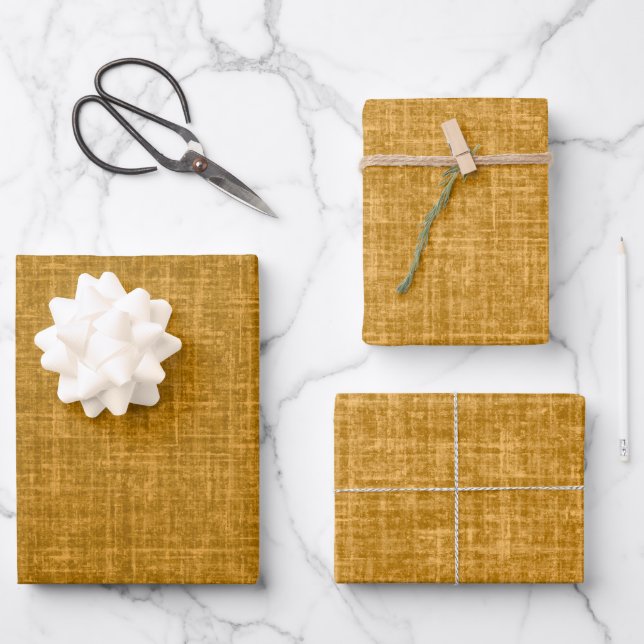 Dunkelgelber Leinen Geschenkpapier Set (Vorderseite)