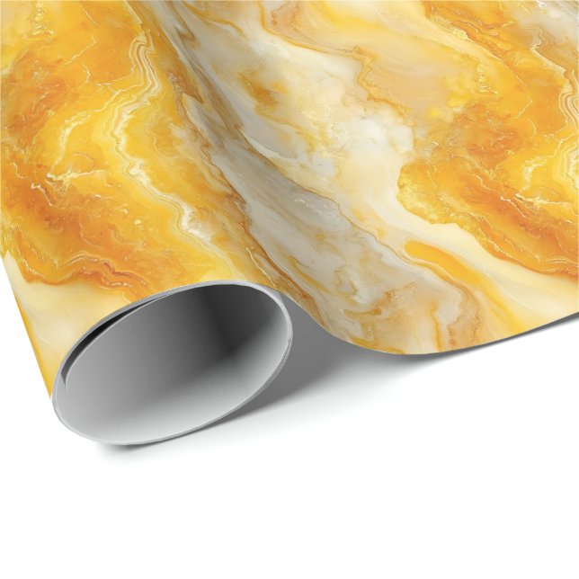 Dunkelgelber und hellgelber Marmor Geschenkpapier (Rolleneckpunkt)
