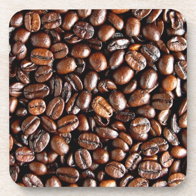 Dunkelgeröstete Kaffeebohnen Getränkeuntersetzer (Vorderseite)