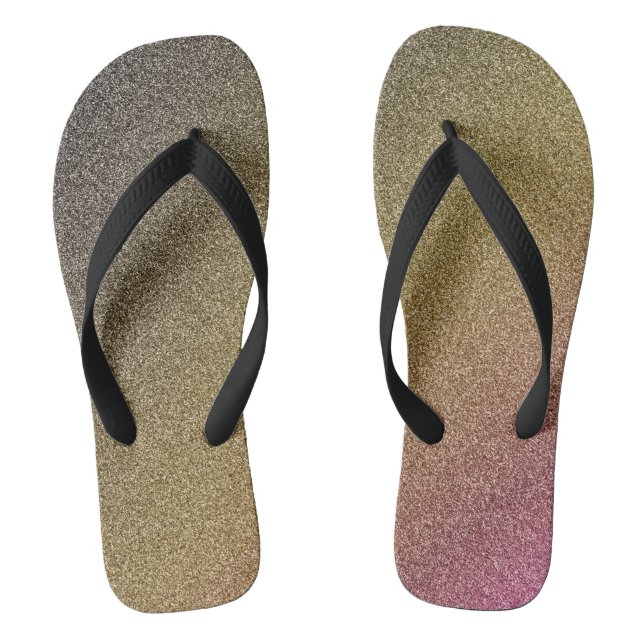 Dunkelgoldfarbene glänzende Glitzer, Pair of Flip Flops (Fußbett)