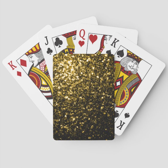 Dunkelgoldgelbe Imitate Glitzer Glitzern Spielkarten (Rückseite)