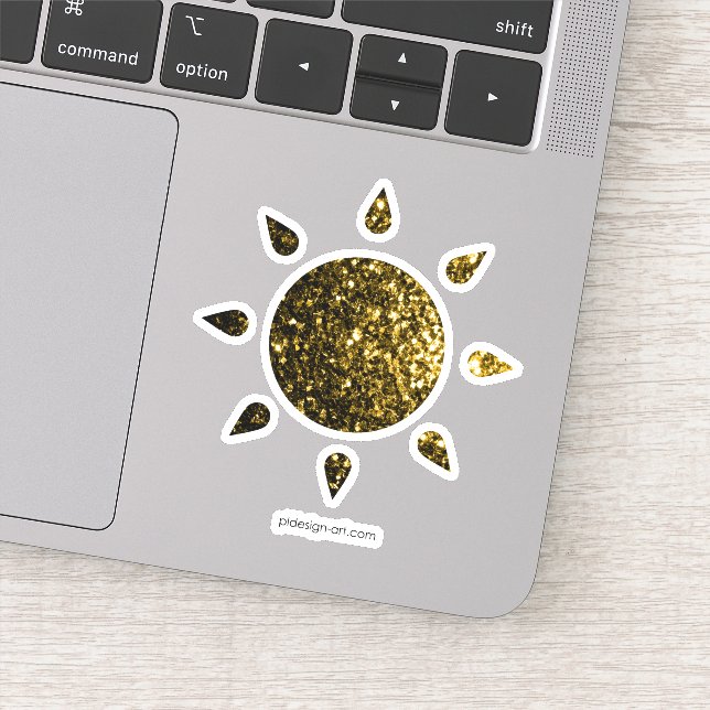 Dunkelgoldgelbe Imitate Glitzer Glitzern Sun Aufkleber (Detail)